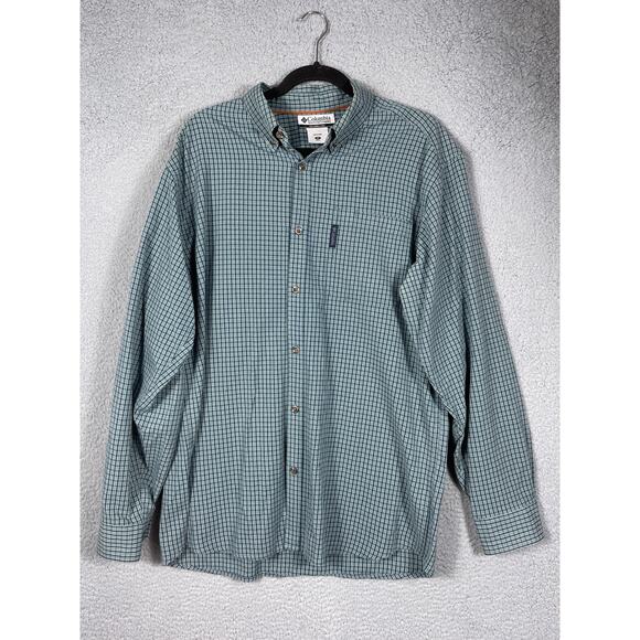 Columbia Mens Size M Long Sleeve Button Down Shirt Blue/Green Plaid - Picture 1 of 10